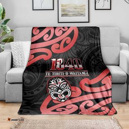 New Zealand 1840 Waitangi Day Blanket Aotearoa Haka Mask - Red Version LT14