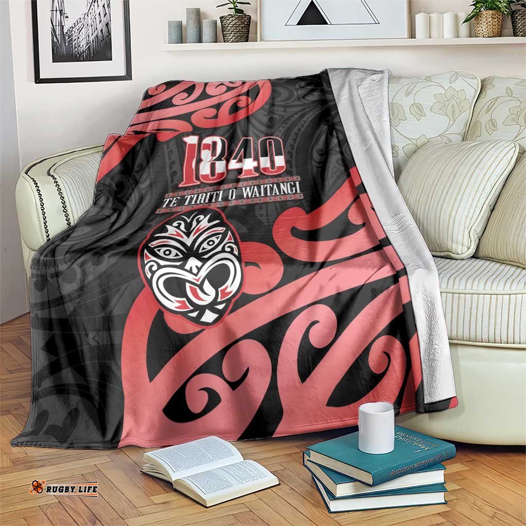 New Zealand 1840 Waitangi Day Blanket Aotearoa Haka Mask - Red Version LT14