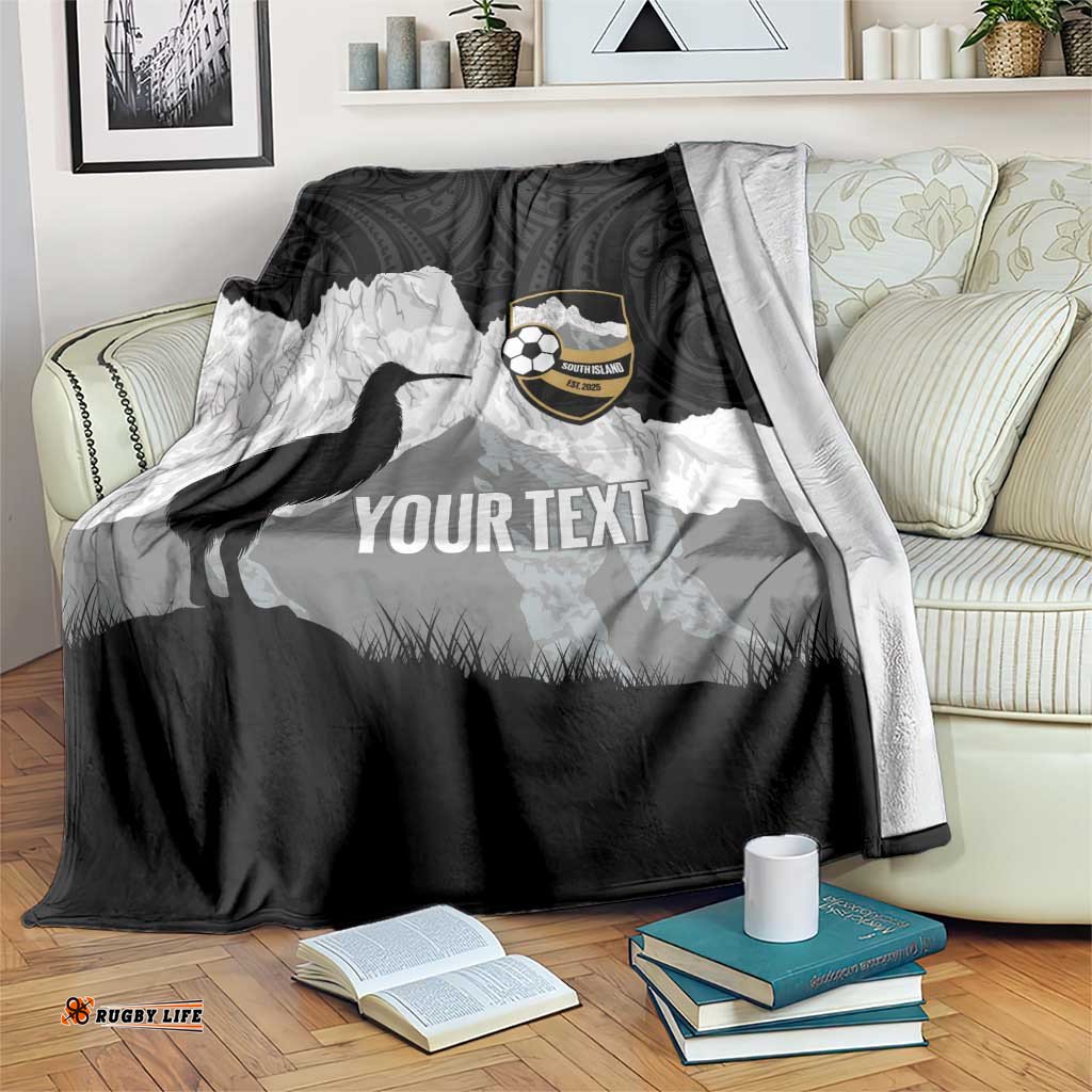 New Zealand South Island Football Custom Blanket Aoraki Mount Cook With Kiwi Maori Pattern LT14