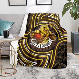 Hawthorn Hawks Blanket Indigenous Monochrome Dot Art Mascot Style TS04
