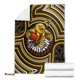 Hawthorn Hawks Blanket Indigenous Monochrome Dot Art Mascot Style TS04