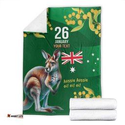 Green Kangaroo and Golden Wattle Personalised Blanket Happy Australia Day 6 January LT9