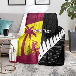 New Zealand and West Indies Cricket Custom Blanket Black Cap Windies Together LT14