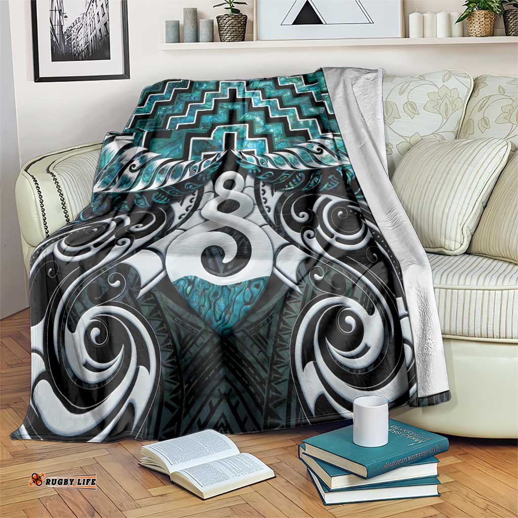 New Zealand Maori Blanket Poutama Pikorua Turquoise Paua Shell LT05