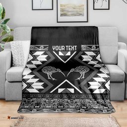 Personalised Taniko Motifs Aotearoa Blanket Waitangi Kowhaiwhai Kiwi - Monochrome LT7