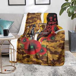 Hawthorn Hawks ANZAC Personalised Blanket Lest We Forget Poppy Camo LT9