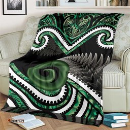 Koru Pounamu Aotearoa Blanket Maori Paua Shell Mix Silver Fern LT14