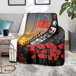 Personalised Remembering ANZAC Lest We Forget Blanket Vintage Film Frame Memorial Red Poppy LT9