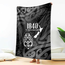 New Zealand 1840 Waitangi Day Blanket Aotearoa Haka Mask - Black Version LT14