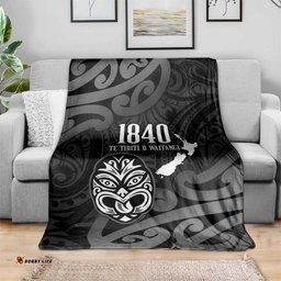 New Zealand 1840 Waitangi Day Blanket Aotearoa Haka Mask - Black Version LT14