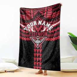 Personalized Essendon Bombers Blanket Polynesian Tribal Pattern Heritage Football TS04