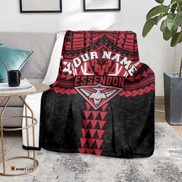 Personalized Essendon Bombers Blanket Polynesian Tribal Pattern Heritage Football TS04