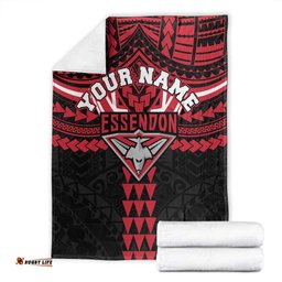 Personalized Essendon Bombers Blanket Polynesian Tribal Pattern Heritage Football TS04