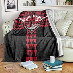Personalized Essendon Bombers Blanket Polynesian Tribal Pattern Heritage Football TS04