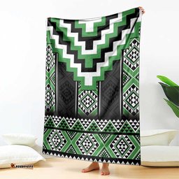 Green Taniko Pattern Aotearoa Blanket Niho Taniwha Mix Poutama LT14