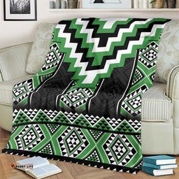 Green Taniko Pattern Aotearoa Blanket Niho Taniwha Mix Poutama LT14
