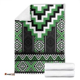 Green Taniko Pattern Aotearoa Blanket Niho Taniwha Mix Poutama LT14