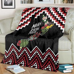New Zealand Christmas Taniko Poutama Blanket Flora Map with Birds LT7