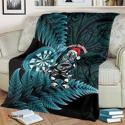 New Zealand Darts Christmas Blanket Maori Fern Merry Dartsmas LT14