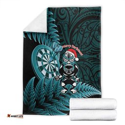 New Zealand Darts Christmas Blanket Maori Fern Merry Dartsmas LT14