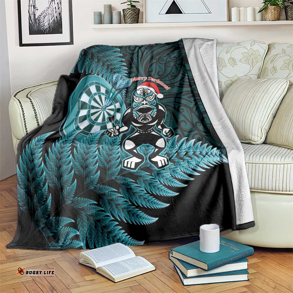 New Zealand Darts Christmas Blanket Maori Fern Merry Dartsmas LT14