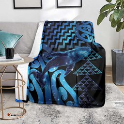 Humpback Whale Matariki New Zealand Blanket NZ Maori Paikea Poutama Luxury Blue LT14