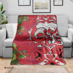 Personalised New Zealand Koru Pohutukawa Blanket Meri Kirihimete Aroha for Christmas LT9