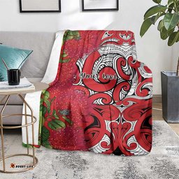 Personalised New Zealand Koru Pohutukawa Blanket Meri Kirihimete Aroha for Christmas LT9