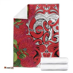 Personalised New Zealand Koru Pohutukawa Blanket Meri Kirihimete Aroha for Christmas LT9
