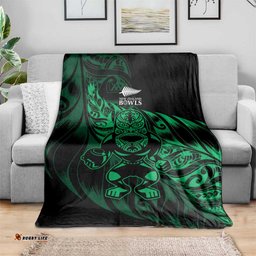 New Zealand Lawn Bowls Blanket Green Maori Warrior Tribal Silver Fern LT9
