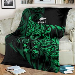 New Zealand Lawn Bowls Blanket Green Maori Warrior Tribal Silver Fern LT9