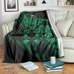 New Zealand Lawn Bowls Blanket Green Maori Warrior Tribal Silver Fern LT9