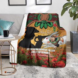 Personalised Rabbitohs Rugby ANZAC Day Blanket Last Post Poppy We Will Remember Them LT14