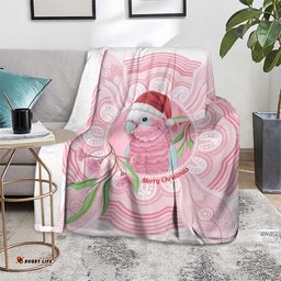 Funny Pink Galah Australia Christmas Blanket Eucalyptus Blossoms Aboriginal Art LT14