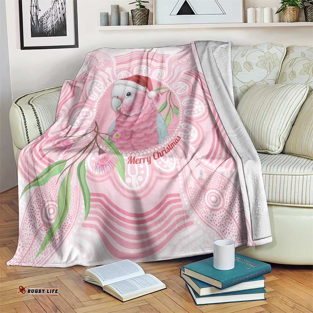 Funny Pink Galah Australia Christmas Blanket Eucalyptus Blossoms Aboriginal Art LT14
