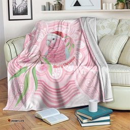 Funny Pink Galah Australia Christmas Blanket Eucalyptus Blossoms Aboriginal Art LT14