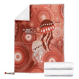 NAIDOC Deadly 50 Years Blanket Jellyfish Aboriginal Culture Inspired Red LT9