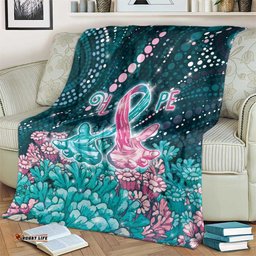 Hereditary Cancer Awareness Blanket Hope Ribbon With Aussie Teal Duncan Coral DT05
