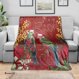 Merry Chrissie Australia King Parrots Blanket Aboriginal Art LT7