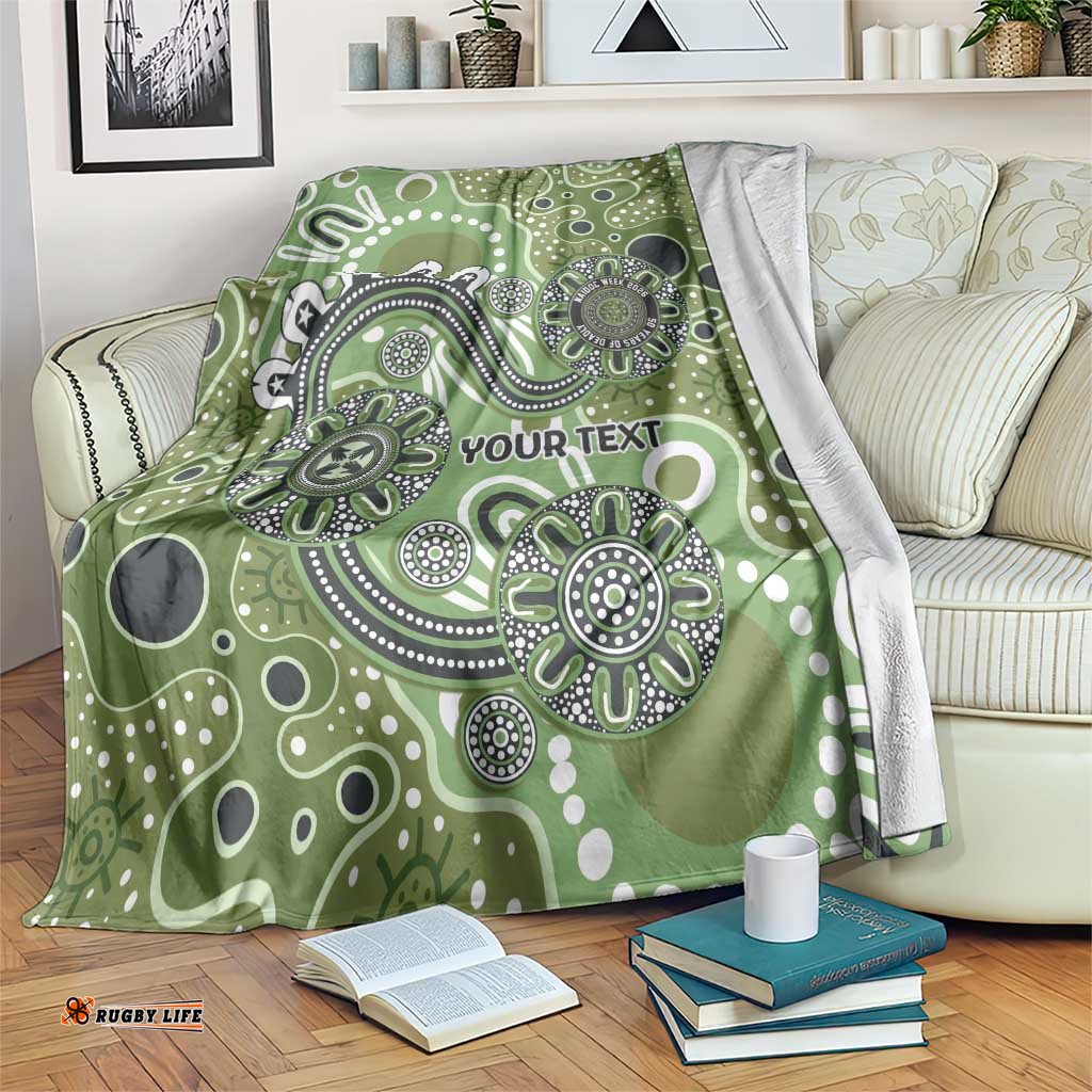 Personalised NAIDOC Week 50 Years Deadly Always Blanket Green Aboriginal Artwork Dot Painting LT9