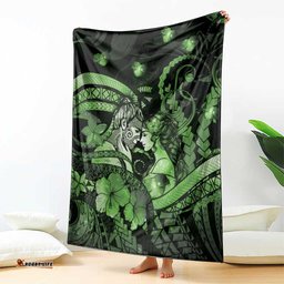 Maori Romantic Valentine Blanket The Hongi Kiss Green Galaxy DT05