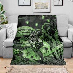 Maori Romantic Valentine Blanket The Hongi Kiss Green Galaxy DT05