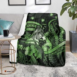 Maori Romantic Valentine Blanket The Hongi Kiss Green Galaxy DT05