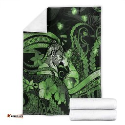 Maori Romantic Valentine Blanket The Hongi Kiss Green Galaxy DT05