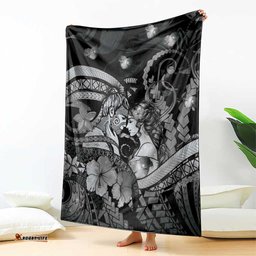 Maori Romantic Valentine Blanket The Hongi Kiss Black Galaxy DT05