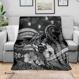 Maori Romantic Valentine Blanket The Hongi Kiss Black Galaxy DT05