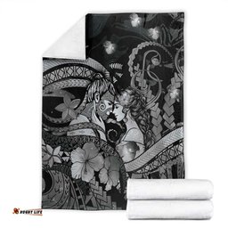 Maori Romantic Valentine Blanket The Hongi Kiss Black Galaxy DT05