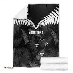 Custom New Zealand Silver Fern Football Blanket Go Aotearoa Grunge Black LT14