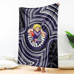 Fremantle Dockers Blanket Indigenous Monochrome Dot Art Mascot Style TS04