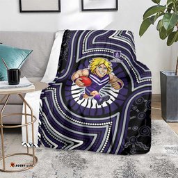 Fremantle Dockers Blanket Indigenous Monochrome Dot Art Mascot Style TS04